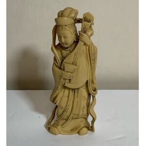 Asian Figurine Vintage Style Handcrafted Resin Cheswick Carved Statue Decor 7"